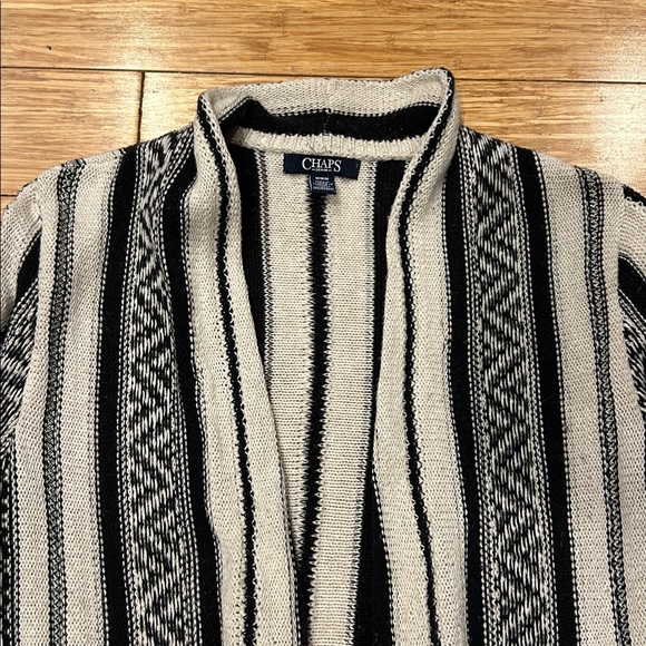 Chaps by Ralph Lauren Monochrome Striped Open Cardigan Duster M - Picture 1 of 5